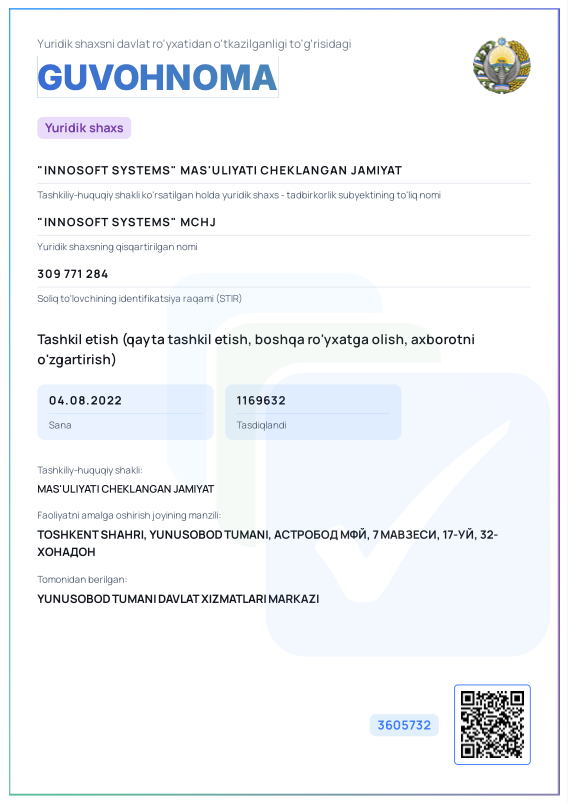 Legal Certificate